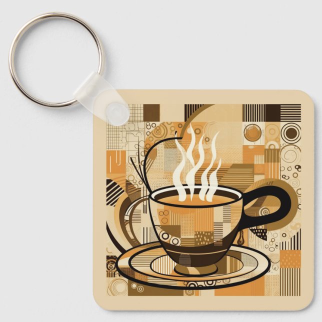 Custom Text Coffee Key Ring (Front)