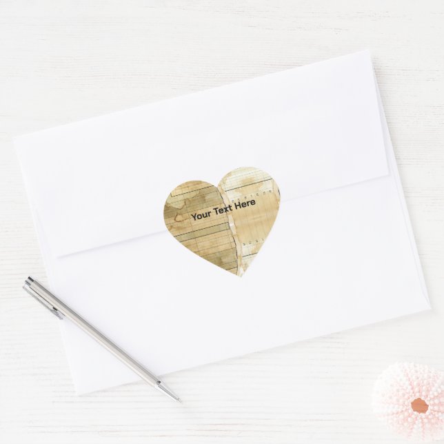 Custom text Coffee Stained Ledger Accounting Heart Sticker (Envelope)