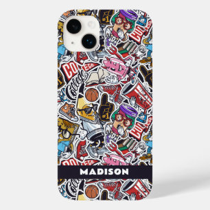 Custom Text College Comics Pattern Case-Mate iPhone 14 Plus Case