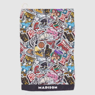 Custom Text College Comics Pattern Golf Towel