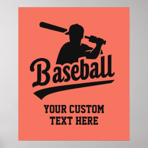 Custom Text & Color Baseball Poster