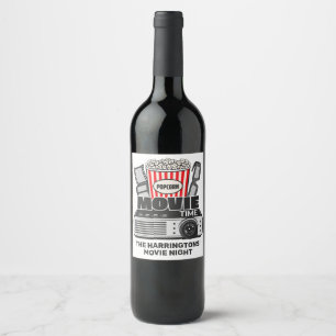 Custom Text & Color Movie Time Wine Label