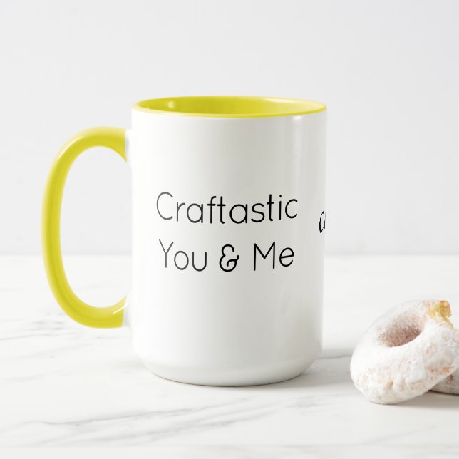 Custom Text, Colorful Craftastic You & Me Combo Mug (With Donut)