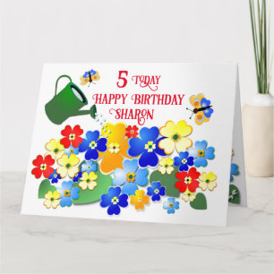 Custom text Colorful Flower Design Kids' Birthday Card