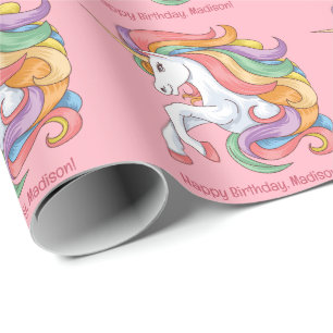 Custom Text Colorful Unicorn Wrapping Paper