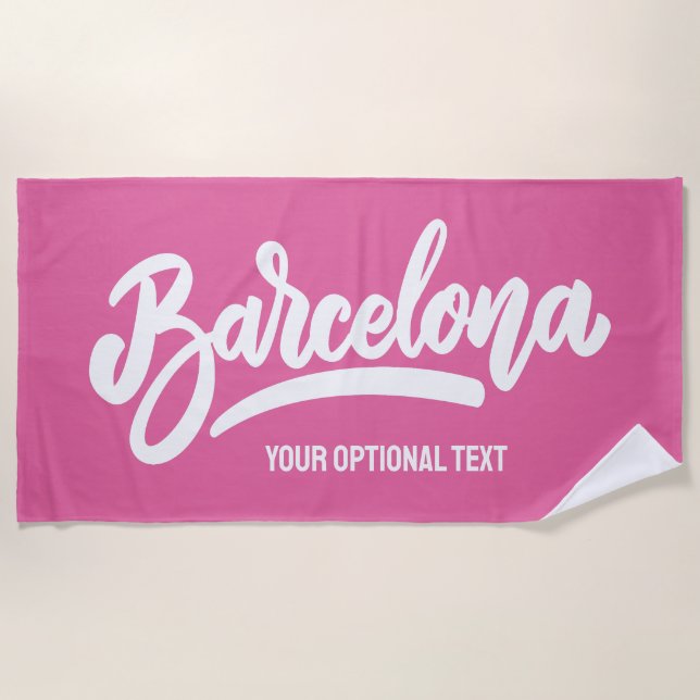 Custom Text & Colour Barcelona Beach Towel (Front)