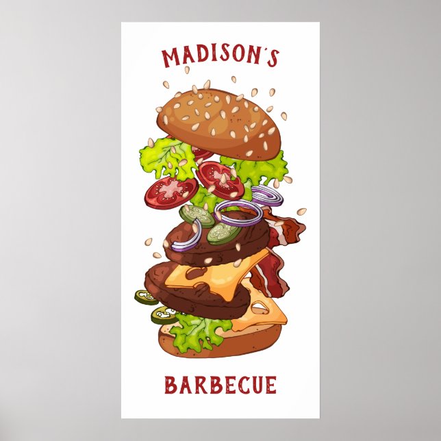 Custom text & colour Big Burger poster (Front)