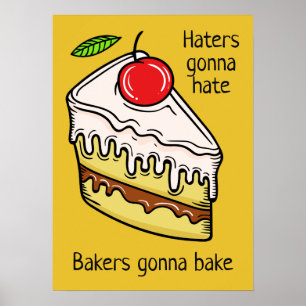 Custom text & colour Cake Slice poster