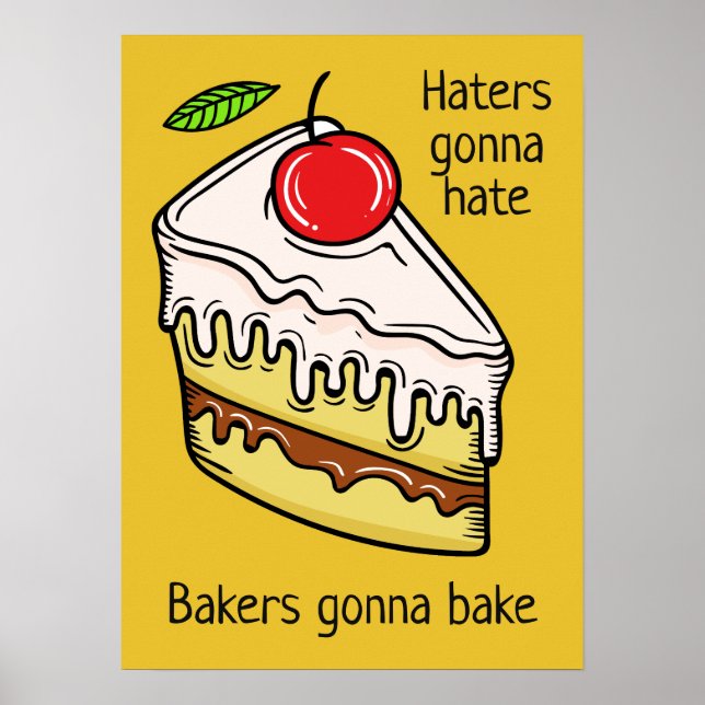 Custom text & colour Cake Slice poster (Front)