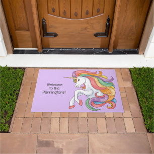 Custom Text & Colour Colourful Unicorn Doormat