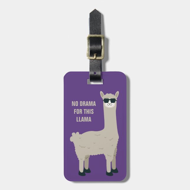 Custom text & colour Cool Llama Luggage Tag (Front Vertical)