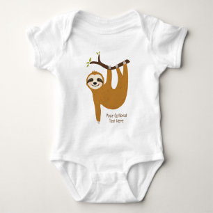Custom Text & Colour Cute Sloth Baby Bodysuit