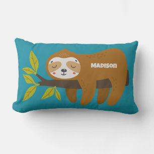 Custom Text & Colour Cute Sloth Lumbar Cushion