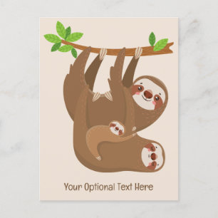 Custom Text & Colour Cute Sloth Postcard