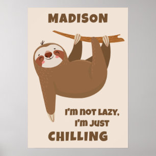 Custom Text & Colour Cute Sloth Poster