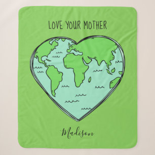 Custom text & colour Earth Love fleece blankets