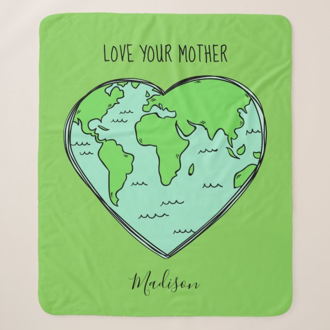 Custom text & colour Earth Love fleece blankets (Front)