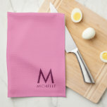 Custom Text  Colour Elegant Pink Template Monogram Tea Towel<br><div class="desc">Custom Upload Add Your Photo or Logo Text Stylish Modern Cute Monogram Template Pink Kitchen Towel.</div>