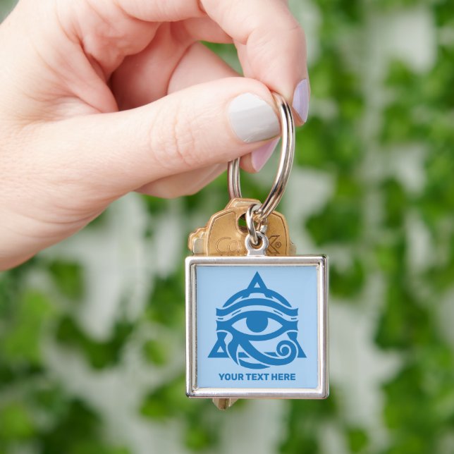 Custom Text & Colour Eye of Horus Key Ring (Hand)