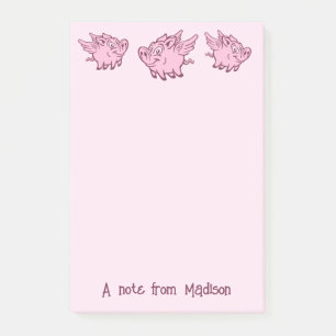 Custom Text & Colour Flying Pigs Post-it Notes