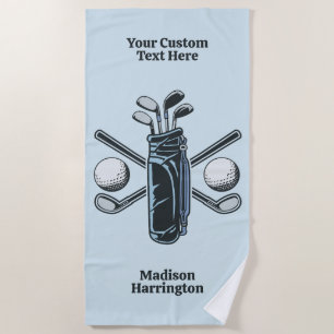 Custom Text & Colour Golf Beach Towel