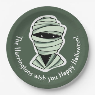 Custom text & colour Halloween Creatures 2/4 Paper Plate