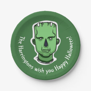 Custom text & colour Halloween Creatures 3/4 Paper Plate