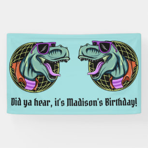 Custom text & colour Hipster T-Rex banner