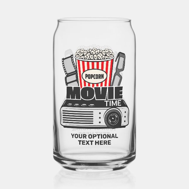 Custom Text & Colour Movie Time Can Glass (Front)