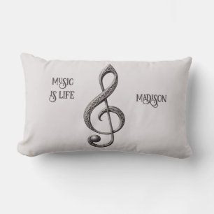 Custom Text & Colour Musical Clef Note Lumbar Cushion