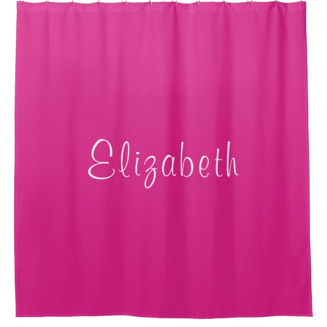 Custom Text & Colour Name Template Modern Pink Shower Curtain (Front)