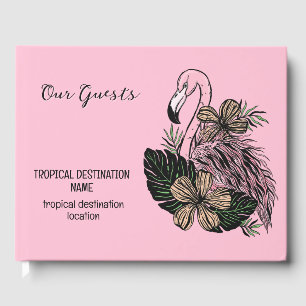 Custom Text & Colour Pink Flamingo Guest Book