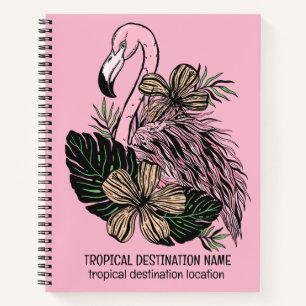 Custom Text & Colour Pink Flamingo Notebook