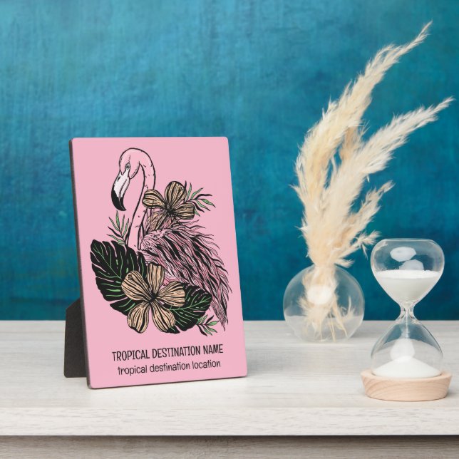 Custom Text & Colour Pink Flamingo Plaque (Side)