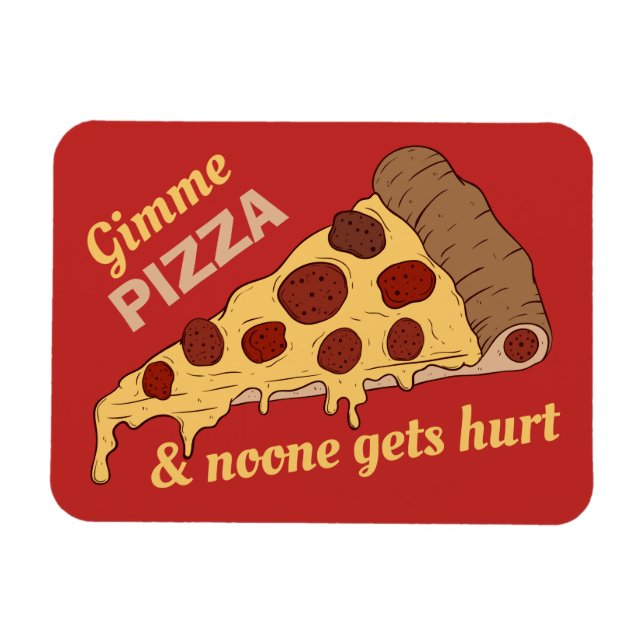 Custom Text & Colour Pizza Slice magnet (Horizontal)