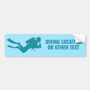Custom Text & Colour Scuba Diving Bumper Sticker