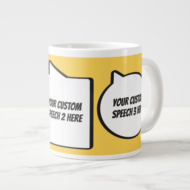 Custom Text & Colour Speech Bubbles Large Coffee Mug (Front Right)