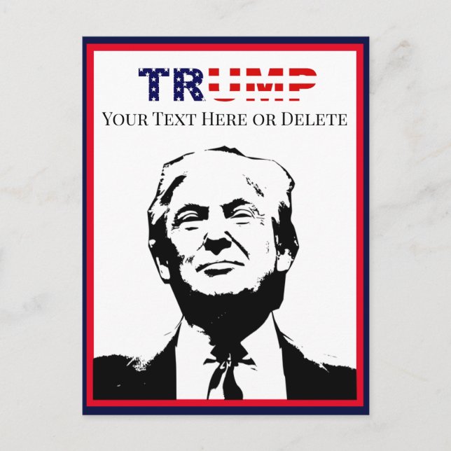 Custom Text/Colour Trump '24 Photo Red White & Blu Postcard (Front)
