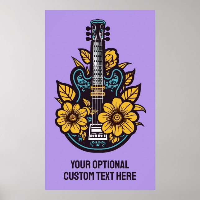 Custom Text & Colour Ukulele Poster (Front)