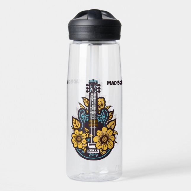 Custom Text & Colour Ukulele Water Bottle (Front)
