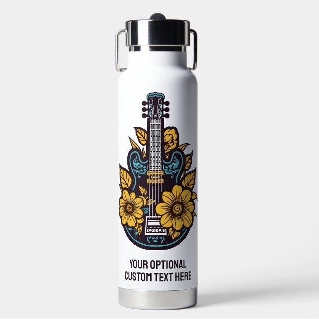 Custom Text & Colour Ukulele Water Bottle (Front)