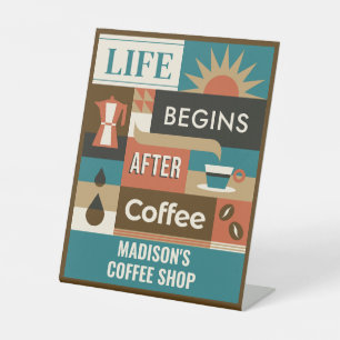Custom Text Colourful Coffee Quotes Pedestal Sign