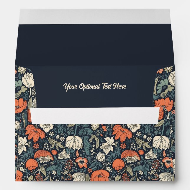 Custom Text Colourful Flower Pattern Envelope (Back (Bottom))