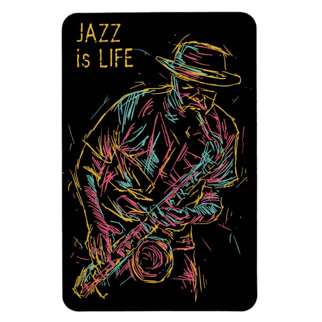 Custom text Colourful Jazz Player Magnet (Vertical)