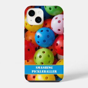 Custom text Colourful pickleballs iphone 14 Case