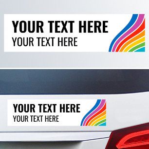 Custom Text Colourful Rainbow Wave Bumper Sticker