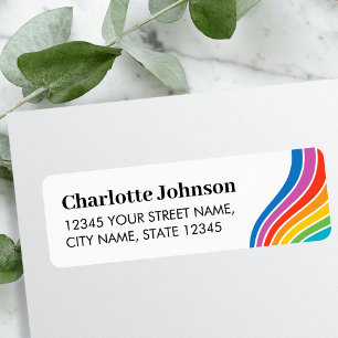 Custom Text Colourful Rainbow Wave Return Address