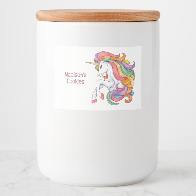 Custom Text Colourful Unicorn Food Label (Front)
