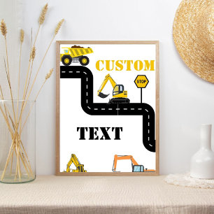 Custom Text  Construction Dump Truck Party  Poster