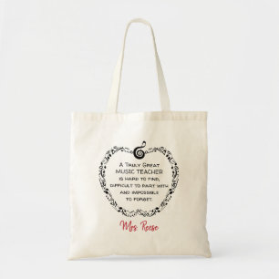 Custom Text Cool Music Teacher Apple & Notes Tote Bag